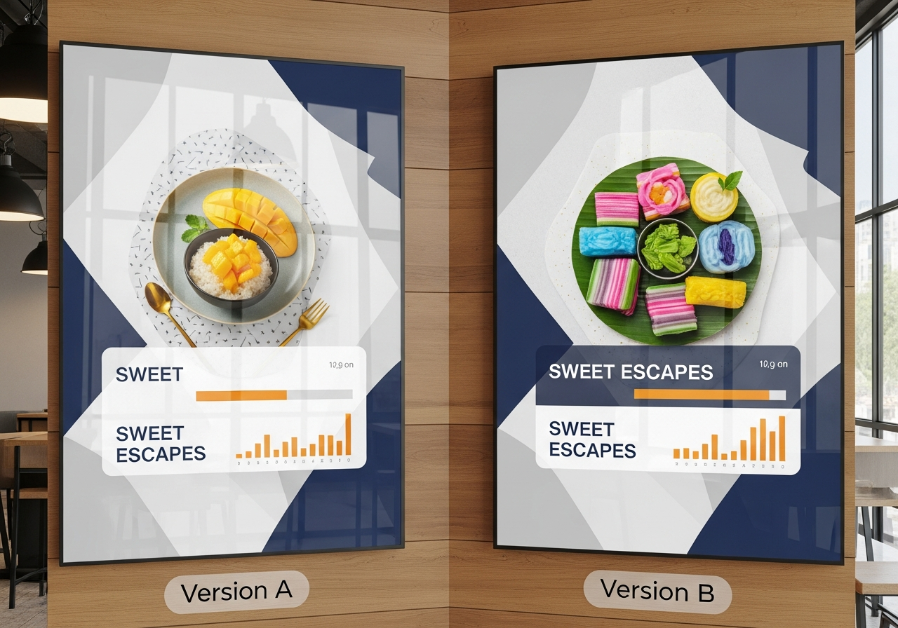 ภาพเปรียบเทียบผลลัพธ์จากการทำ A/B Testing สำหรับโฆษณาสองเวอร์ชันที่แตกต่างกัน