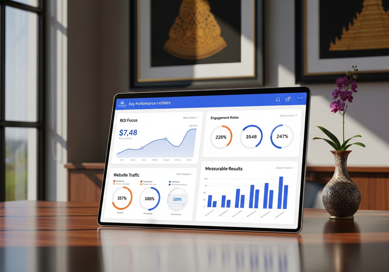 หน้าจอแสดงผลลัพธ์และ ROI ของ Content Marketing สำหรับคลินิกความงาม
