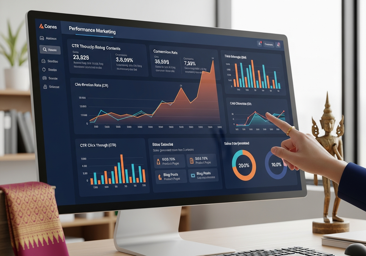 แดชบอร์ดแสดงผลลัพธ์ Content Marketing และยอดขาย E-Commerce